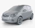 Vauxhall Agila 2010 3D-Modell clay render