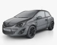 Vauxhall Corsa трьохдверний 2013 3D модель wire render