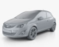 Vauxhall Corsa трьохдверний 2013 3D модель clay render