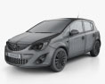 Vauxhall Corsa (D) 5도어 2014 3D 모델  wire render