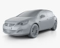 Vauxhall Astra 5门 掀背车 2012 3D模型 clay render