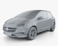 Vauxhall Corsa (E) 3-Türer 2014 3D-Modell clay render