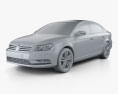 Volkswagen Passat 2012 3D 모델  clay render