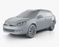VolksWagen Golf Variant 2010 3d model clay render