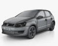 Volkswagen Polo 5-door 2012 3d model wire render