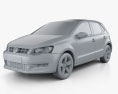 Volkswagen Polo 5ドア 2010 3Dモデル clay render