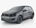 Volkswagen Polo трьохдверний 2013 3D модель wire render