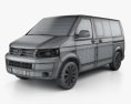 Volkswagen Transporter T5 Caravelle Multivan 2014 3D 모델  wire render