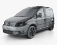 Volkswagen Caddy 2014 3D 모델  wire render