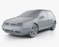 Volkswagen Golf IV 3-door 1997 3d model clay render