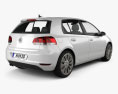 Volkswagen Golf 5도어 2012 3D 모델  back view