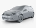 Volkswagen Golf 5-door 2012 3d model clay render