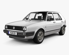 3D model of Volkswagen Golf Mk2 5-door 1983