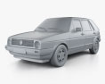 Volkswagen Golf Mk2 5 puertas 1983 Modelo 3D clay render