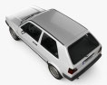 Volkswagen Golf Mk2 3 porte 1983 Modello 3D vista dall'alto