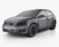 Volkswagen Golf Mk7 5 porte 2013 Modello 3D wire render