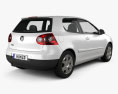 Volkswagen Golf Mk5 3-door 2009 3d model back view