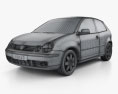Volkswagen Polo Mk4 3ドア 2001 3Dモデル wire render