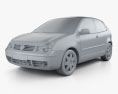Volkswagen Polo Mk4 3도어 2009 3D 모델  clay render