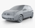 Volkswagen Polo Mk4 5-door 2009 3d model clay render