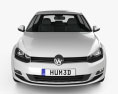 Volkswagen Golf Mk7 3ドア 2013 3Dモデル front view