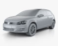 Volkswagen Golf Mk7 3-door 2016 3d model clay render