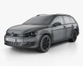 Volkswagen Golf Mk7 variant 2016 3d model wire render