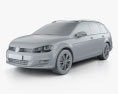 Volkswagen Golf Mk7 variant 2016 3d model clay render