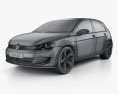 Volkswagen Golf 5-door GTI 2016 3d model wire render