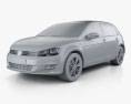 Volkswagen Golf 5-door with HQ interior 2016 3d model clay render