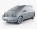 Volkswagen Sharan 2010 3d model clay render