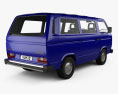 Volkswagen Transporter (T3) Passenger Van 2002 3D-Modell Rückansicht