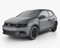 Volkswagen Polo 3ドア 2014 3Dモデル wire render