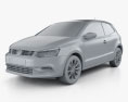 Volkswagen Polo 3 portes 2014 Modèle 3d clay render