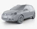 Volkswagen Cross Polo 2009 3D模型 clay render