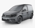 Volkswagen Caddy Panel Van 2018 3D 모델  wire render