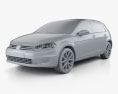 Volkswagen Golf GTE 2018 3d model clay render