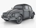 Volkswagen Beetle Herbie the Love Bug 3Dモデル wire render