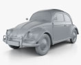Volkswagen Beetle Herbie the Love Bug 3d model clay render
