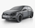 Volkswagen Golf 2018 3d model wire render