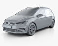 Volkswagen Golf Sportswan 2016 3d model clay render