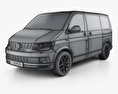 Volkswagen Transporter (T6) Multivan HQインテリアと 2016 3Dモデル wire render