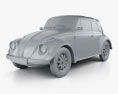 Volkswagen Beetle convertible 1975 3d model clay render