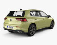 Volkswagen Golf R-Line 5도어 해치백 2022 3D 모델  back view