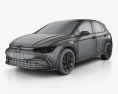 Volkswagen Golf R-Line 5도어 해치백 2022 3D 모델  wire render