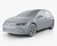 Volkswagen Golf R-Line 5도어 해치백 2022 3D 모델  clay render