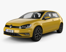 Volkswagen Golf 5-door hatchback with HQ interior 2021 3D model