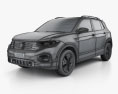 Volkswagen T-Cross Highline HQインテリアと 2019 3Dモデル wire render