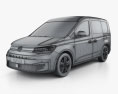 Volkswagen Caddy Panel Van 2022 3d model wire render