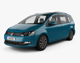Volkswagen Sharan com interior 2016 Modelo 3d